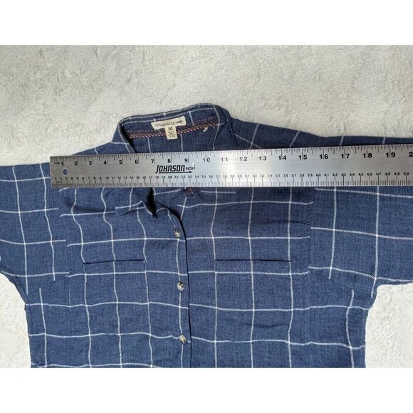 Toad & Co. Womens Button Down Long Sleeve Shirt Medium Check Blue Casual Pockets - Picture 7 of 8